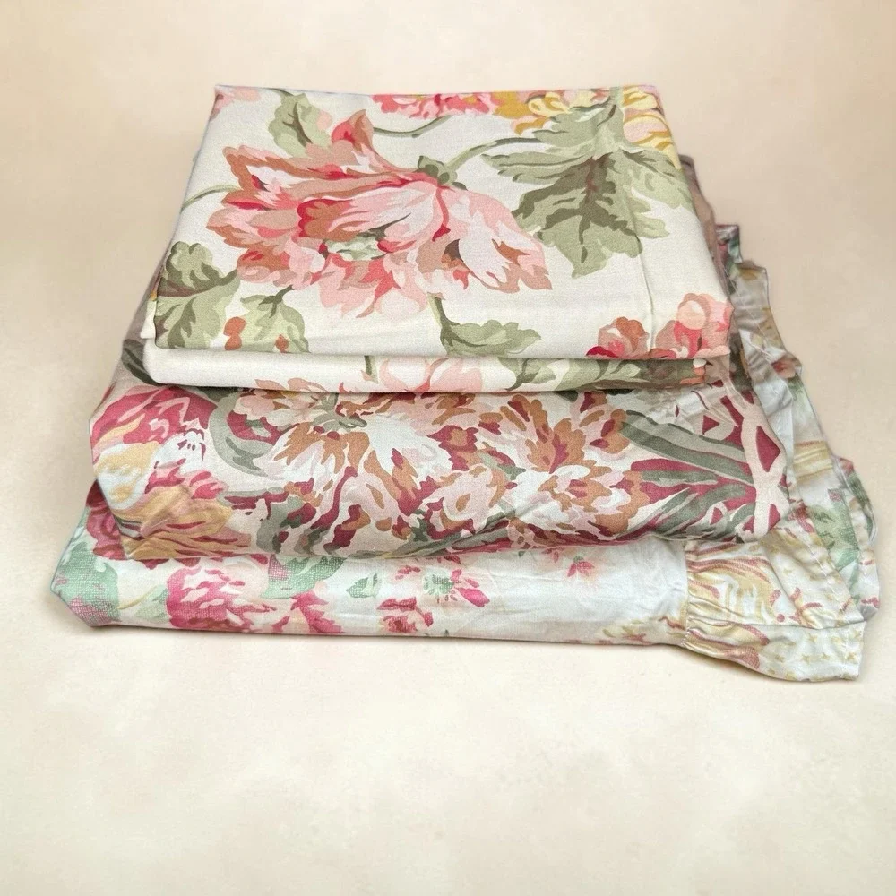Vintage RALPH LAUREN 4 Pc. Curated King Sheet Set Guinevere/Sussex Gardens *READ
